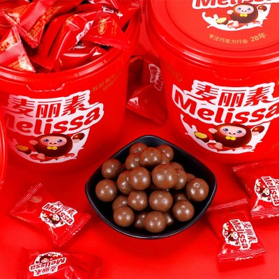 金稻谷128g麦丽素牛奶夹心巧克力球桶装办公室小零食学校超市批发图3