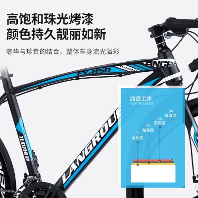 跨境批发弯把公路自行车700C变速学生成人bicycle减震双碟刹单车图3