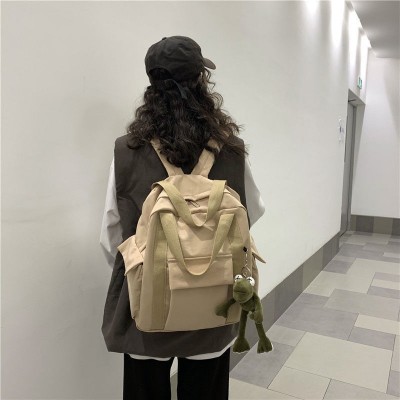 新款韩国ins校园书包女手提学院风工装简约双肩包百搭大容量背包图3