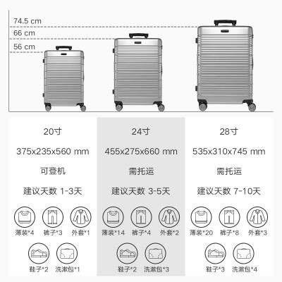 鸿一2021新款行李箱女拉杆箱24寸旅行箱男万向轮皮箱密码箱登机箱图5