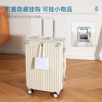 行李箱2023年女20寸拉杆箱USB男女旅行箱杯架密码箱luggage多功能图4