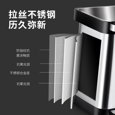 可压缩不锈钢脚踩踏垃圾桶大容量家用有盖防臭客厅办公室高档简约图4