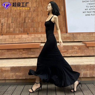 【步步生莲】夏日高级法式复古紧身包臀性感露背吊带鱼尾连衣裙图2