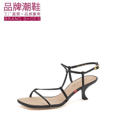 思百加图2023夏季新款蔷薇荆棘法式高跟罗马凉鞋EI104BL3