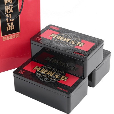 阿胶糕500g即食阿胶固元糕礼盒山东阿胶膏铁盒黑芝麻核桃阿胶糕图3