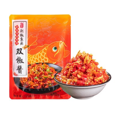 学堂食记厂家直供湖南秘制剁椒鱼头双椒酱120g/袋批发一件代发图5