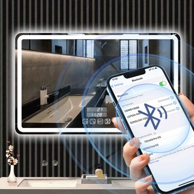 智能浴室镜 卫生间多功能高清触摸屏防雾蓝牙方形LED灯智能 镜子图4