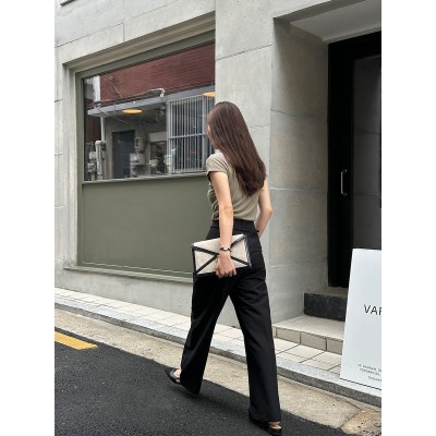 琉刻简约半高领短袖T恤女2023秋款基础百搭单穿叠穿慵懒上衣42713图3