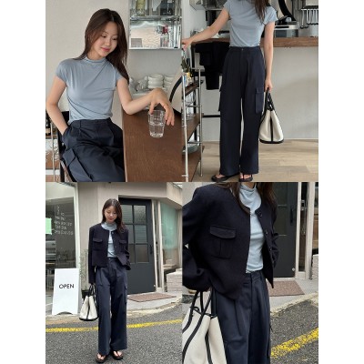 琉刻简约半高领短袖T恤女2023秋款基础百搭单穿叠穿慵懒上衣42713图4