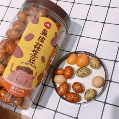 308克小曲家多彩鱼皮花生豆休闲小零食1箱30桶鱼皮花生豆好看好吃图3