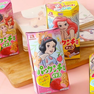 日本进口饼干批发森永卡通公主图案夹心饼干盒装巧克力味注心饼干图3