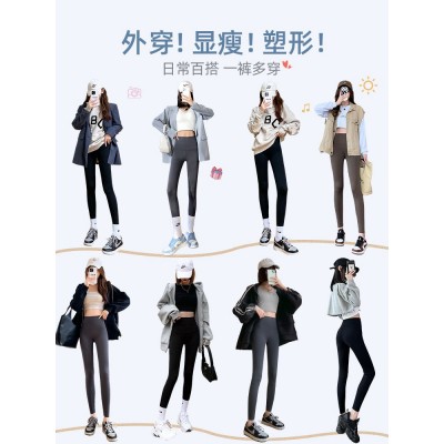 鲨鱼裤秋季紧身高腰收腹提臀加厚芭比裤瑜伽黑色加绒打底裤女外穿图5