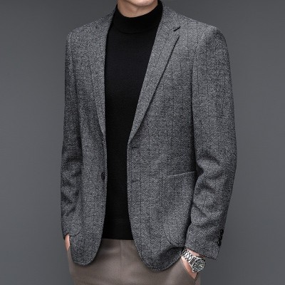 2023秋季新款男士西装外套商务男款含羊毛西服修身韩版帅气小西装图2