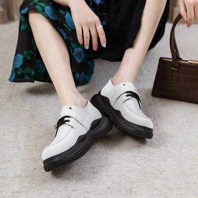春季小皮鞋女2023新款小众设计牛皮厚底低帮女式鞋子百搭休闲单鞋图4