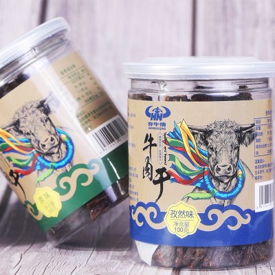 夯牛情牛肉干内蒙古风干特产超干手撕牛肉熟食罐装包装牛肉零食图2
