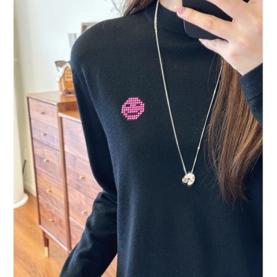 快乐的源泉 撞色条纹薄款长袖针织衫女早秋新款宽松小众复古T恤图2