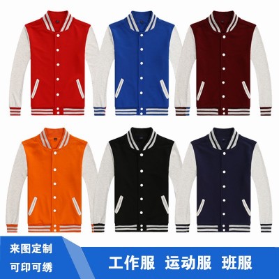 厂批棒球服立领长袖卫衣团体定 制工作运动校服外套印LOGO刺绣图2