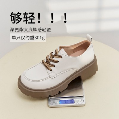 ZHR乐福鞋女2023春秋新款复古英伦风厚底小皮鞋休闲百搭系带单鞋图3
