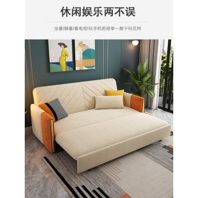 布艺沙发床现代简约客厅小户型多功能两用休闲轻奢网红可折 叠伸缩图2