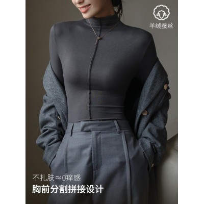 羊绒蚕丝蛋白打底衣秋冬季莫代尔半高领打底衫女内搭长袖修身上衣图4