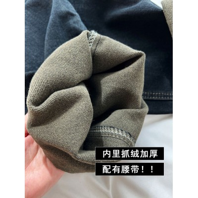鹿西 复古做旧加绒直筒牛仔裤女2023秋冬高腰烟管裤老爹裤子11135图2