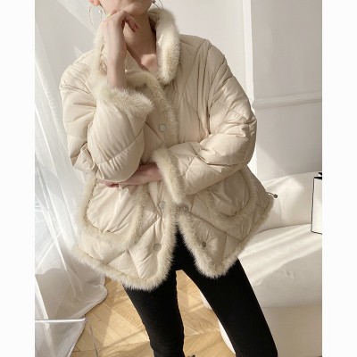 衣录现货大鹅拼水貂90白鹅绒羽绒服中长款女新款undefined衣服图4