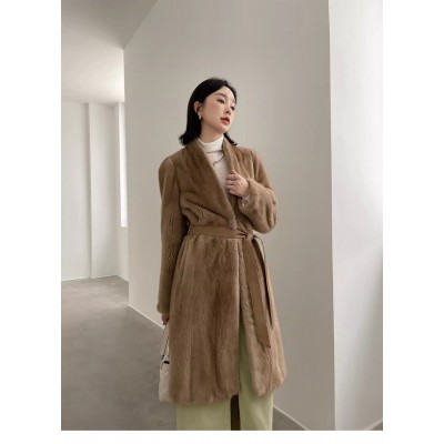 2023新款欧美仿皮草外套仿整貂皮大衣女中长款仿水貂毛皮草外套女图3