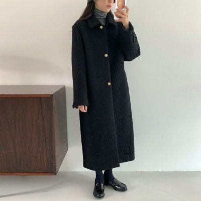 【预售】2023年冬季新款韩国EG*G复古经典慵懒廓形百搭羊毛大衣女图3