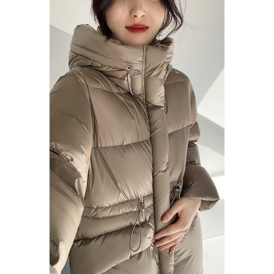 高级感95鹅绒服连帽羽绒服女款高端女装2023冬装中长款外套收腰图6