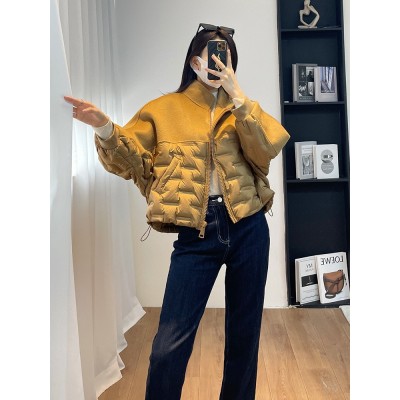 欧货羽绒服女拼接羊绒2023冬季新款高端短款外套小众设计感95086图3