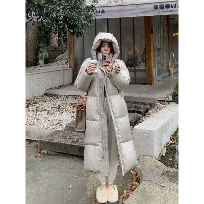 羽绒服女冬季长款2022新款韩版过膝艺考赫本风黑色加厚外套面包服图2