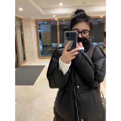 羽绒服女冬季长款2022新款韩版过膝艺考赫本风黑色加厚外套面包服图5