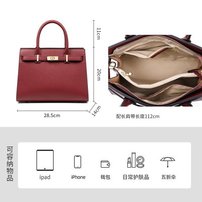 Viney包包百搭新款女包大容量红色新娘婚包秋冬真皮妈妈手提大包图4