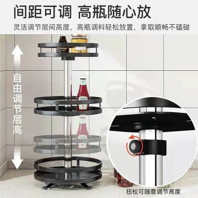 可旋转360度厨房置物架调料收纳置物架收纳盒油盐酱醋调味品罐架图3