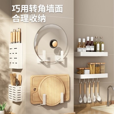 厨房置物架壁挂式免打孔调料架多功能用品砧板架刀架家用收纳架子图3