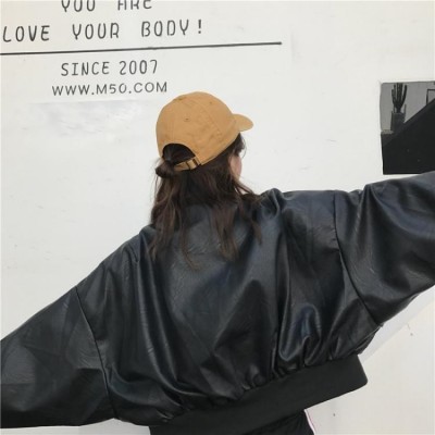 2023秋冬新款黑色棒球服宽松短款韩版ins百搭显瘦机车小外套夹克图5