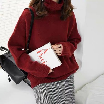 温柔高领毛衣女秋冬外穿慵懒风加厚高级感针织衫套头保暖打底衫图4