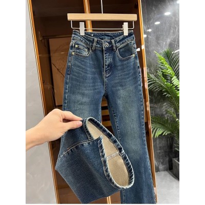 扣美 气质好物！提臀收腹加绒牛仔喇叭裤女 K801图2