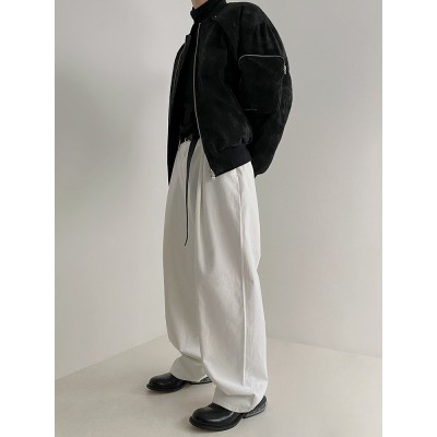 MYQ复古麂皮绒夹克棉服男士韩版宽松棉衣冬季加厚棉袄工装外套图4