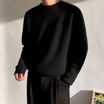 MYQ圆领毛衣男纯色针织衫韩版潮流宽松打底线衫秋冬季新款外套图4