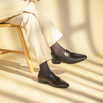 皮鞋男款真皮休闲商务正装牛皮通勤夏季一脚蹬乐福鞋「一件代发」图3