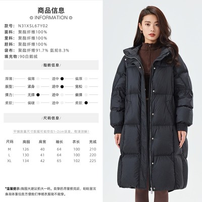 冬季泡芙款羽绒服高克重充绒气质女装中长款加厚面包白鹅 绒服批发图4