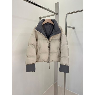 平湖羽绒服工厂女款2023年新款两面穿面包短款羽绒服外套现货批发图4