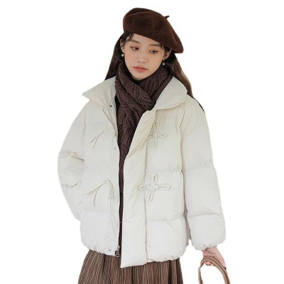 森系国风粉色棉服女装2023新款冬季甜美短款中戏羽绒棉服衣外套图4