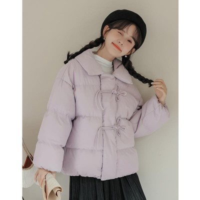 森系国风粉色棉服女装2023新款冬季甜美短款中戏羽绒棉服衣外套