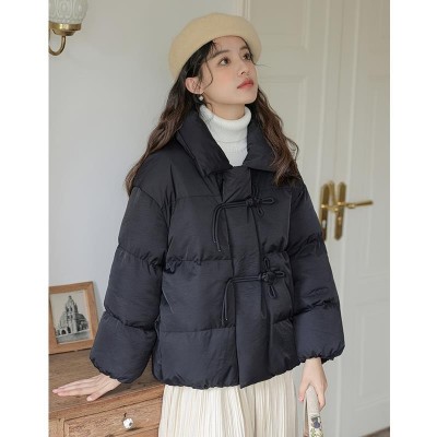 森系国风粉色棉服女装2023新款冬季甜美短款中戏羽绒棉服衣外套图2