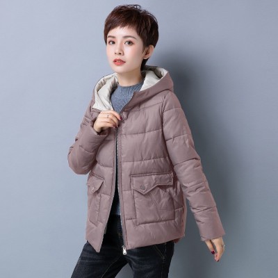 宽松中年女装2020年冬季新款妈妈装保暖棉衣韩版时尚休闲连帽棉服图2