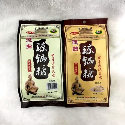 陕西特产批发 富平流曲 琼锅糖 300克袋装 富康和 黑白琼锅糖小吃图2