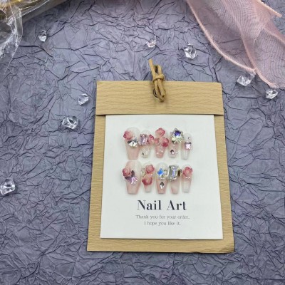 干枯玫瑰立体花花纯手工美甲穿戴甲假指甲贴片美甲抖音小红书可批图3