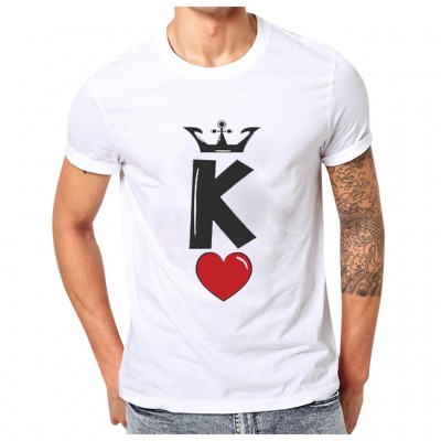 情侣KING QUEEN 短袖圆领棉软上衣图3